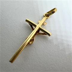 18K 750 Yellow Gold 1.4G Jesus Cross Pendant Charm!